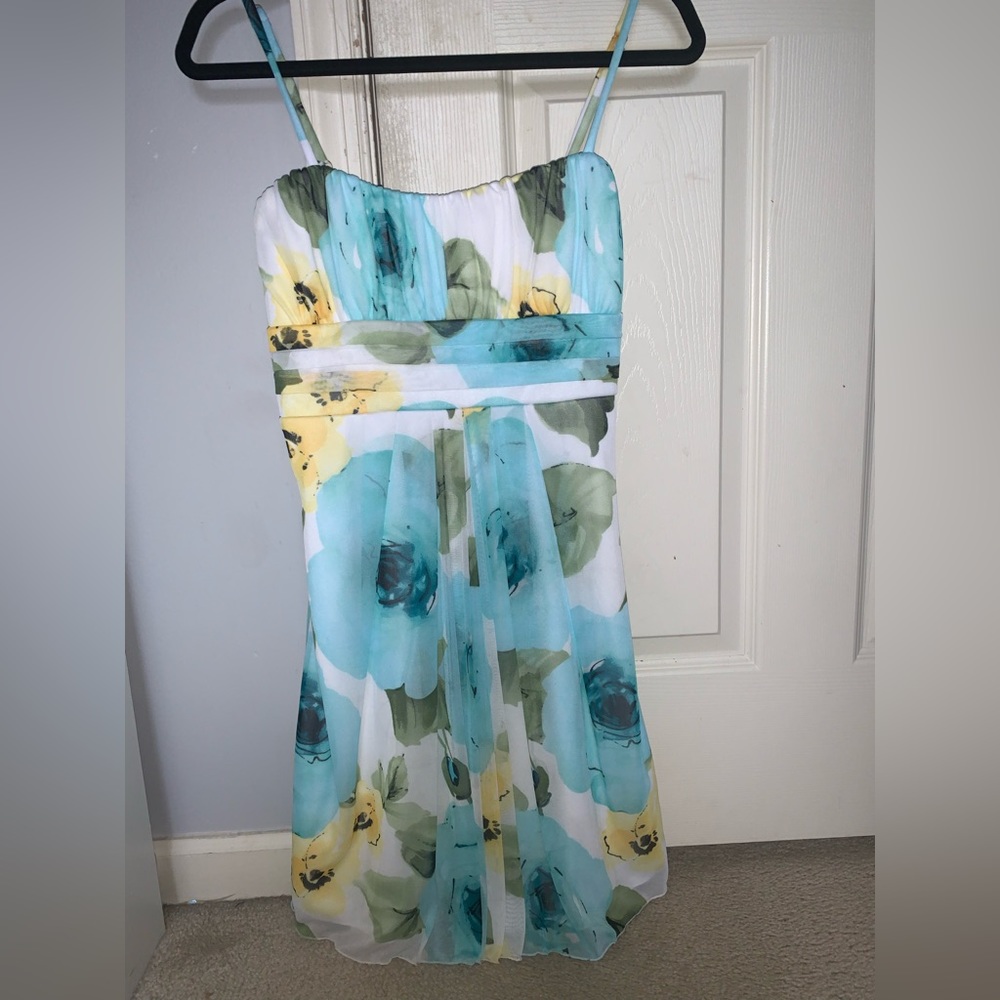iZ Byer- Blue/ Yellow Flower Dress, Size L